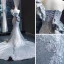 Glitzernden Silber Roter Teppich Abendkleider 2023 Meerjungfrau One-Shoulder Ärmellos Applikationen Spitze Pailletten Kapelle-Schleppe Rüschen Rückenfreies Festliche Kleider