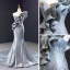 Glitzernden Silber Roter Teppich Abendkleider 2023 Meerjungfrau One-Shoulder Ärmellos Applikationen Spitze Pailletten Kapelle-Schleppe Rüschen Rückenfreies Festliche Kleider