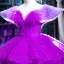 Luxury / Gorgeous Purple Red Carpet Prom Dresses 2023 Ball Gown V-Neck Cap Sleeves Court Train Cascading Ruffles Backless Formal Dresses