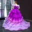 Luxury / Gorgeous Purple Red Carpet Prom Dresses 2023 Ball Gown V-Neck Cap Sleeves Court Train Cascading Ruffles Backless Formal Dresses