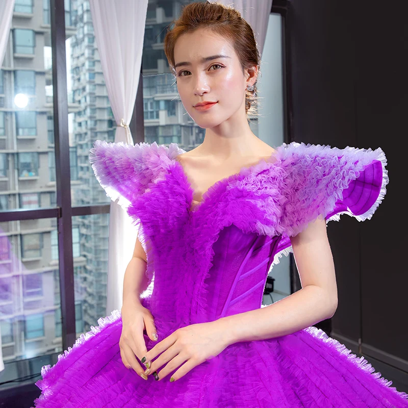 strapless open back dress Luxury Rhinestones Lilac Jersey Mermaid Long Train Prom Dress main image 0