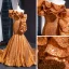 Glitzernden Gold Pailletten Abendkleider 2023 Meerjungfrau One-Shoulder Kurze Ärmel Kapelle-Schleppe Rüschen Rückenfreies Festliche Kleider