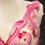 Flower Fairy Champagne Evening Dresses  2023 Trumpet / Mermaid V-Neck Sleeveless Watermelon Appliques Flower Rhinestone Beading Chapel Train Ruffle Backless