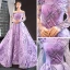 High End Lila Durchsichtige Abendkleider 2023 A Linie Off Shoulder Lange Ärmel Pailletten Hof-Schleppe Rüschen Rückenfreies Festliche Kleider