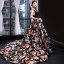 Flower Fairy Black Floral Evening Dresses  2023 A-Line / Princess Deep V-Neck Sleeveless Appliques Lace Beading Pearl Bow Sash Printing Satin