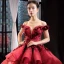 Luxury / Gorgeous Pearl Pink Red Carpet Evening Dresses  2023 Ball Gown Off-The-Shoulder Short Sleeve Glitter Tulle Appliques Flower Beading Court Train Ruffle Backless