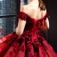 Luxury / Gorgeous Pearl Pink Red Carpet Evening Dresses  2023 Ball Gown Off-The-Shoulder Short Sleeve Glitter Tulle Appliques Flower Beading Court Train Ruffle Backless
