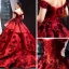 Luxury / Gorgeous Pearl Pink Red Carpet Evening Dresses  2023 Ball Gown Off-The-Shoulder Short Sleeve Glitter Tulle Appliques Flower Beading Court Train Ruffle Backless
