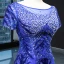 Luxe Bleu Roi Tapis rouge Robe De Soirée 2023 Trompette / Sirène Transparentes Encolure Carrée Manches Courtes Appliques En Dentelle Perlage Faux Diamant Détachable Chapel Train Volants