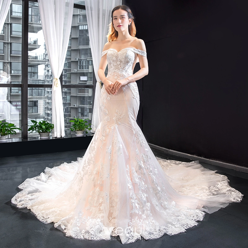 Luxury / Gorgeous Blushing Pink Bridal Wedding Dresses 2023