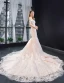 Luxury / Gorgeous Blushing Pink Bridal Wedding Dresses 2023 Trumpet / Mermaid Off-The-Shoulder Short Sleeve Backless Appliques Lace Beading Chapel Train