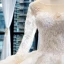 Illusion Blanche Transparentes La Mariée Robe De Mariée 2023 Robe Boule Encolure Carrée Manches Longues Dos Nu Appliques En Dentelle Perlage Chapel Train Volants