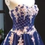 High-end Royal Blue Evening Dresses  A-Line / Princess 2023 Sweetheart Sleeveless Appliques Lace Beading Court Train Ruffle Backless Formal Dresses