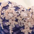 High-end Kongeblå Selskapskjoler Prinsesse 2023 Kjæreste Uten Ermer Appliques Blonder Beading Domstol Tog Buste Ryggløse Formelle Kjoler