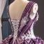 Luxury / Gorgeous Grape Dancing Prom Dresses 2023 Ball Gown See-through V-Neck Sleeveless Appliques Lace Beading Sequins Floor-Length / Long Ruffle Backless