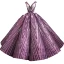 Luxury / Gorgeous Grape Dancing Prom Dresses 2023 Ball Gown See-through V-Neck Sleeveless Appliques Lace Beading Sequins Floor-Length / Long Ruffle Backless