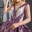 Luxury / Gorgeous Grape Dancing Prom Dresses 2023 Ball Gown See-through V-Neck Sleeveless Appliques Lace Beading Sequins Floor-Length / Long Ruffle Backless