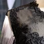 High-end Black See-through Red Carpet Evening Dresses  2023 A-Line / Princess Scoop Neck Long Sleeve Appliques Lace Cathedral Train Ruffle Formal Dresses