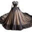 High-end Black See-through Red Carpet Evening Dresses  2023 A-Line / Princess Scoop Neck Long Sleeve Appliques Lace Cathedral Train Ruffle Formal Dresses