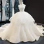 High-end Champagne Bridal Wedding Dresses 2023 Ball Gown Strapless Sleeveless Backless Appliques Lace Cathedral Train Ruffle