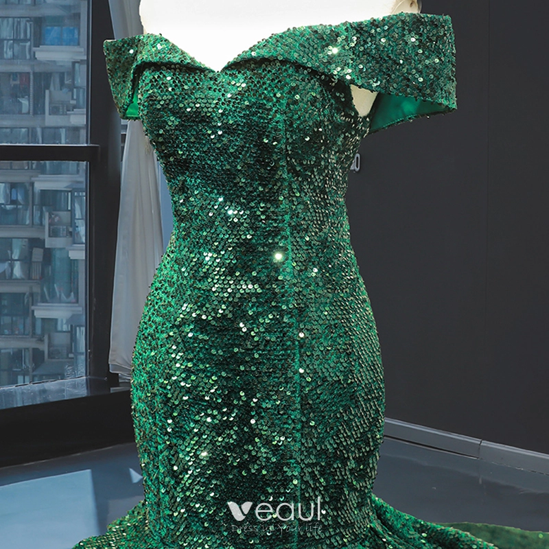 Sparkling Emerald Green Sequin Dark Green Evening Gown With Shawl Cape  Customizable From Lilliantan, $142.61