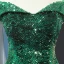 Scintillantes Vert Foncé Paillettes Tapis rouge Robe De Soirée 2023 Trompette / Sirène De l'épaule Manches Courtes Chapel Train Dos Nu Robe De Ceremonie