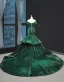 Scintillantes Vert Foncé Paillettes Tapis rouge Robe De Soirée 2023 Trompette / Sirène De l'épaule Manches Courtes Chapel Train Dos Nu Robe De Ceremonie