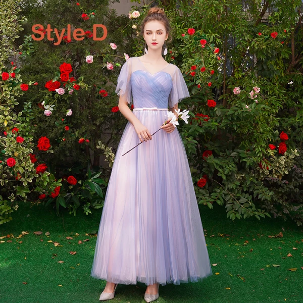 Affordable Classy Lavender Bridesmaid Dresses 2019 A-Line / Princess Bow Sash Floor-Length / Long Ruffle Backless Wedding Party Dresses