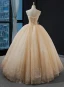Haut de Gamme Champagne La Mariée Robe De Mariée 2023 Trompette / Sirène Encolure Dégagée Manches Longues Dos Nu Glitter Tulle Tribunal Train Volants