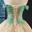 Haut de Gamme Champagne La Mariée Robe De Mariée 2023 Trompette / Sirène Encolure Dégagée Manches Longues Dos Nu Glitter Tulle Tribunal Train Volants