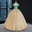 Haut de Gamme Champagne La Mariée Robe De Mariée 2023 Trompette / Sirène Encolure Dégagée Manches Longues Dos Nu Glitter Tulle Tribunal Train Volants