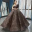 Glitzernden Schwarz Gold Pailletten Tanzen Ballkleider 2023 Ballkleid One-Shoulder Ärmellos Lange Rüschen Rückenfreies Festliche Kleider