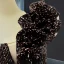 Glitzernden Schwarz Gold Pailletten Tanzen Ballkleider 2023 Ballkleid One-Shoulder Ärmellos Lange Rüschen Rückenfreies Festliche Kleider