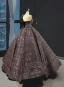 Glitzernden Schwarz Gold Pailletten Tanzen Ballkleider 2023 Ballkleid One-Shoulder Ärmellos Lange Rüschen Rückenfreies Festliche Kleider