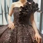 Glitzernden Schwarz Gold Pailletten Tanzen Ballkleider 2023 Ballkleid One-Shoulder Ärmellos Lange Rüschen Rückenfreies Festliche Kleider