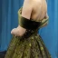 High-end Clover Green Velour Evening Dresses  2023 A-Line / Princess Off-The-Shoulder Short Sleeve Appliques Lace Beading Court Train Ruffle Backless Formal Dresses