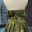High-end Clover Green Velour Evening Dresses  2023 A-Line / Princess Off-The-Shoulder Short Sleeve Appliques Lace Beading Court Train Ruffle Backless Formal Dresses