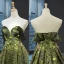 High-end Clover Green Velour Evening Dresses  2023 A-Line / Princess Off-The-Shoulder Short Sleeve Appliques Lace Beading Court Train Ruffle Backless Formal Dresses