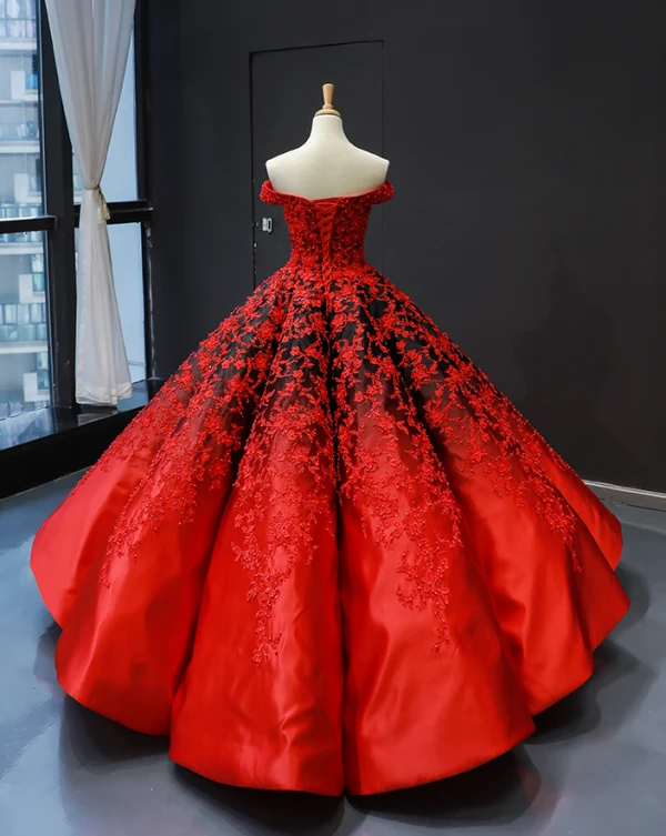 Luxury Gorgeous Red Black Satin Dancing Prom Dresses 2023 Ball Gown Off-The-Shoulder Luxury Gorgeous Red Black Satin Dancing Prom Dresses 2023 Ball Gown Off-The-Shoulder