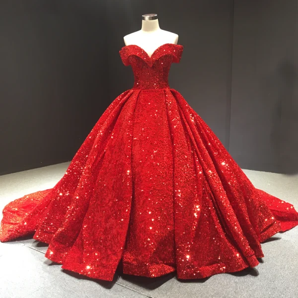 Glitzernden Dunkelgrün Pailletten Roter Teppich Abendkleider 2023 A Linie Off Shoulder Kurze Ärmel Kapelle-Schleppe Rückenfreies Festliche Kleider