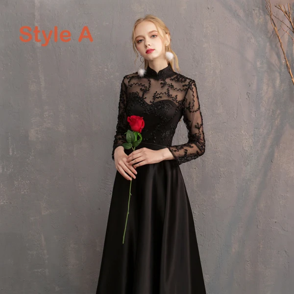 Abordable Noire Satin Transparentes Robe Demoiselle D'honneur 2019 Princesse Appliques En Dentelle Longue Volants Dos Nu Robe Pour Mariage