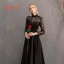 Abordable Noire Satin Transparentes Robe Demoiselle D'honneur 2019 Princesse Appliques En Dentelle Longue Volants Dos Nu Robe Pour Mariage