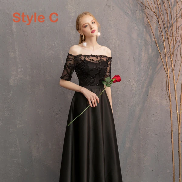 Abordable Noire Satin Transparentes Robe Demoiselle D'honneur 2019 Princesse Appliques En Dentelle Longue Volants Dos Nu Robe Pour Mariage