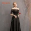 Abordable Noire Satin Transparentes Robe Demoiselle D'honneur 2019 Princesse Appliques En Dentelle Longue Volants Dos Nu Robe Pour Mariage