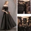Abordable Noire Satin Transparentes Robe Demoiselle D'honneur 2019 Princesse Appliques En Dentelle Longue Volants Dos Nu Robe Pour Mariage