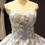 Flower Fairy Ocean Blue See-through Dancing Prom Dresses 2023 Ball Gown Scoop Neck Sleeveless White Appliques Flower Beading Floor-Length / Long Ruffle Formal Dresses