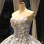 Flower Fairy Ocean Blue See-through Dancing Prom Dresses 2023 Ball Gown Scoop Neck Sleeveless White Appliques Flower Beading Floor-Length / Long Ruffle Formal Dresses