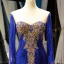 Scintillantes Bleu Roi Détachable Manches Longues Transparentes Robe De Soirée 2023 Trompette / Sirène Encolure Carrée Doré Appliques Paillettes Train De Balayage Volants Robe De Ceremonie
