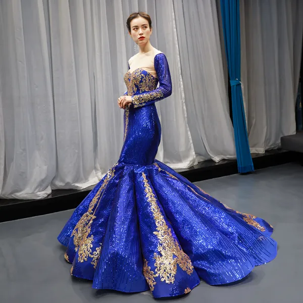 Royal blue and gold formal clearance dress