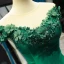 Luxury / Gorgeous Dark Green Satin Red Carpet Evening Dresses  2023 Trumpet / Mermaid See-through Scoop Neck Short Sleeve Appliques Flower Beading Chapel Train Ruffle Formal Dresses